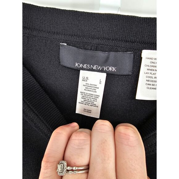 Jones New York Women's Black High Rise Rayon-Nylon Elastic Waist Pant Size L - Picture 3 of 4